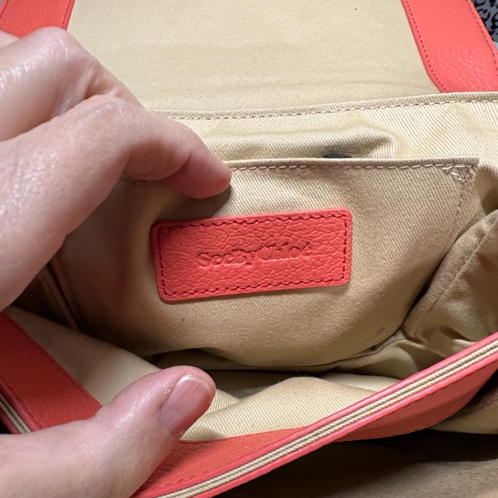 See by Chloé Hana Medium Leather & Suede Shoulder Bag - Coral Pink Boho - Picture 4 of 6